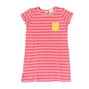 NWT J. Crew Girls' Pink W/Yellow Pocket Striped T-Shirt Dress